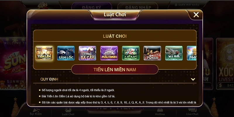 giới thiệu luật chơi game sunwin